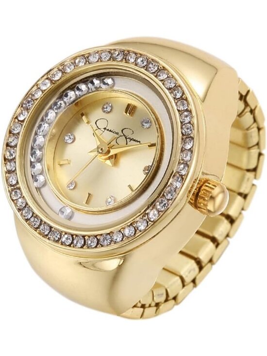 Stylish Adjustable Ring Watch with Crystal Bezel, Quartz Mini Dial, Stretch Band main image 4